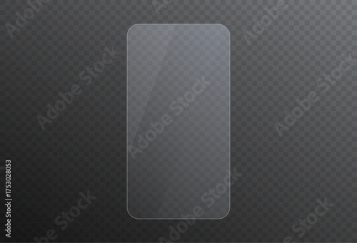 Glossy glass frame PNG, clear reflection banner with smooth texture and bright shine for presentation templates and vector compositions.