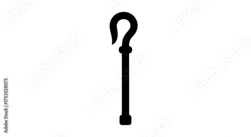 A simple black symbol of a shepherd's crook or shepherd's staff, representing guidance, protection, and leadership on a plain white background