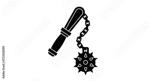 Medieval Weapon Icon A Spiked Flail with Chain