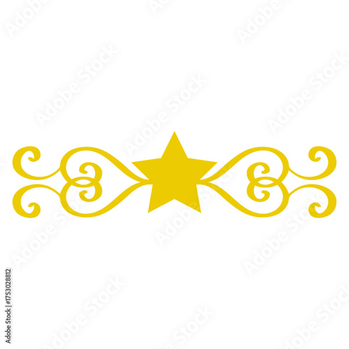 Logo con silueta de estrella con filigrana caligráfica. Silueta con florituras para tarjetas y felicitaciones de Navidad