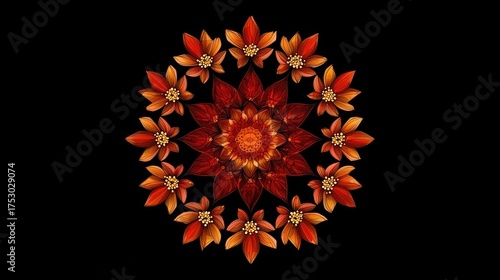 A digital mandala made from flower shapes.