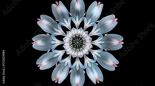 A digital mandala made from flower shapes.