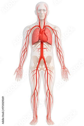 Human Body Anatomy Illustration of Circulatory System and Organs
