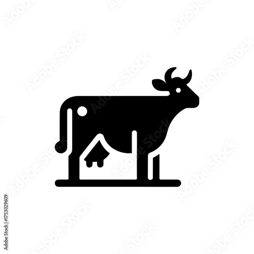 Stylized Silhouette of a Farm Cow Vector Graphic