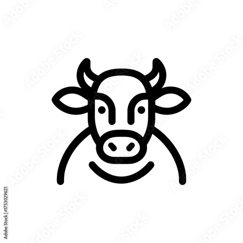 Charming Cow Icon in Modern Line Art Style