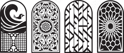 Four stylish arched panels with unique patterns