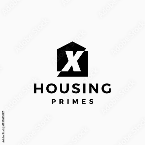 letter x house home mortgage real estate living logo vector icon illustration