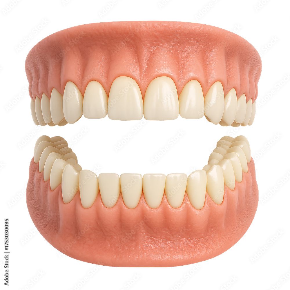 Obraz premium Realistic Human Teeth Model in Upper and Lower Jaw View