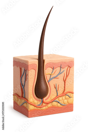 Detailed Anatomical Model of Human Skin Structure and Hair Follicle