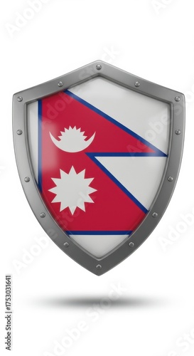 Free Download Metal shield with the flag of nepal on a white background. - GFXLoad
