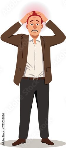 Man with Headache in Business Attire Illustration 