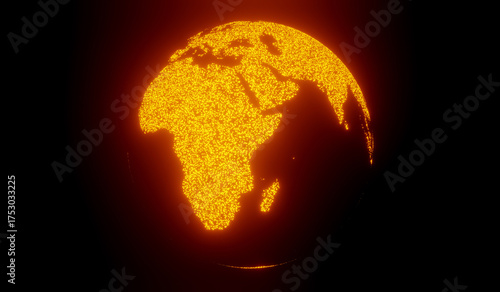 Fototapeta Naklejka Na Ścianę i Meble -  Glowing earth: a radiant representation of our planet. 3d rendering. Elements of this image furnished by NASA.