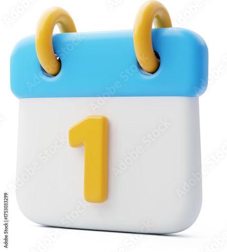 3d Vector January 1st day of the year and month reminder, Happy New Year concept.