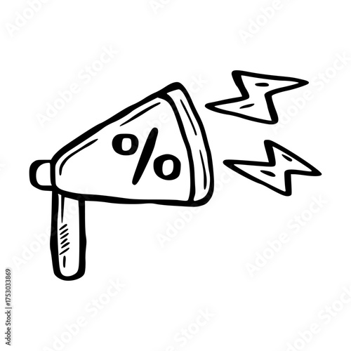Hand Drawn Black Friday Megaphone Announcing Discount
