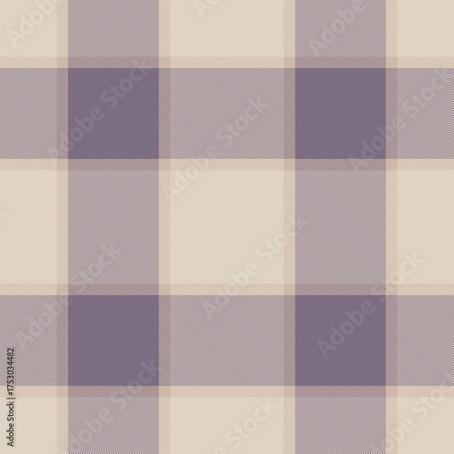 Elegant plaid pattern in muted purple and beige tones. A versatile backdrop for fashion, design, and cozy concepts. Seamless texture ideal for textile mockups.