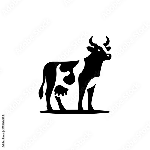 Striking Cow Silhouette Vector Illustration in Monochrome Style