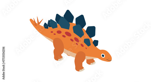 Colorful cartoon stegosaurus with spikes and orange skin