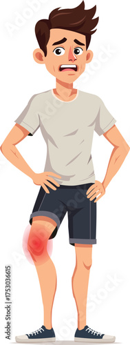 Young Man with Knee Pain Illustration 