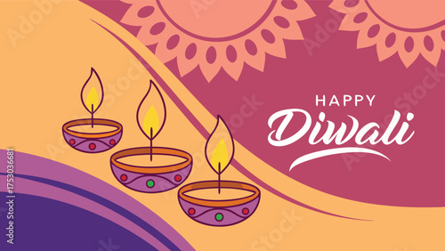 Celebrate vibrant Diwali with glowing diyas and festive patterns, spreading joy and light for a prosperous new year.