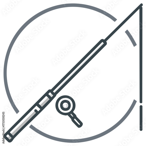 Fishing rod illustration, simple fishing gear, outdoor leisure activity concept.