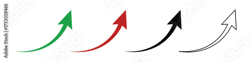 Upward Curved Arrows Vector for Growth Progress and Success Icons