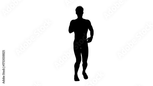 3D render : a silhouette male character is performing salsa dance with the white background, front view
