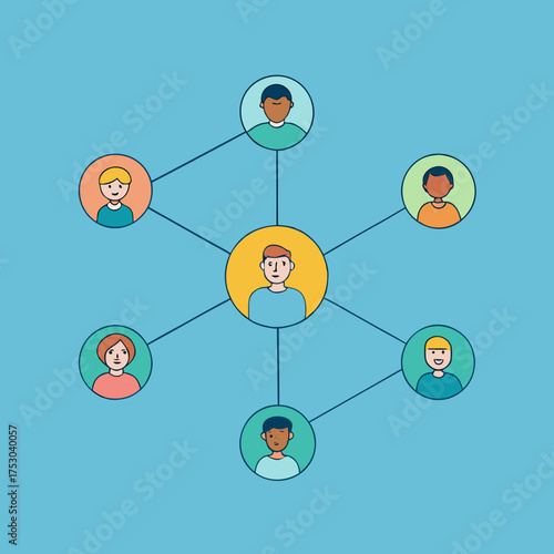 People connected by lines representing community teamwork