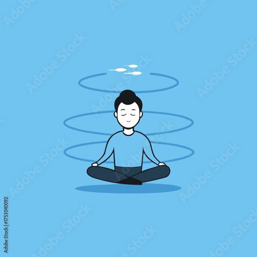 Person in lotus position meditating surrounded by stylized circles