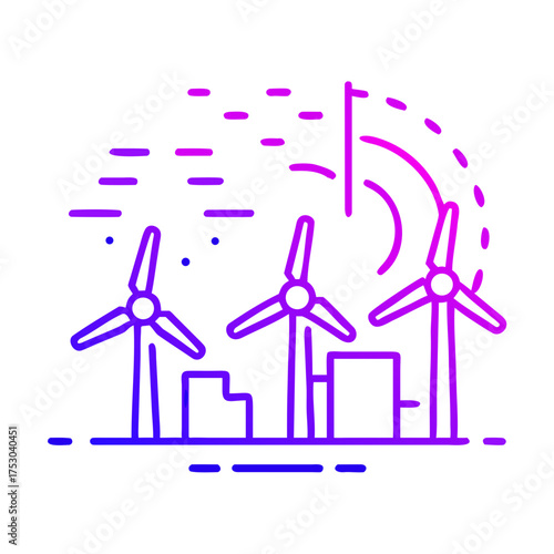 Vector illustration of a wind farm for clean energy generation