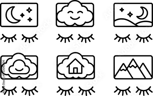 closed eyes dreaming concept vector illustration