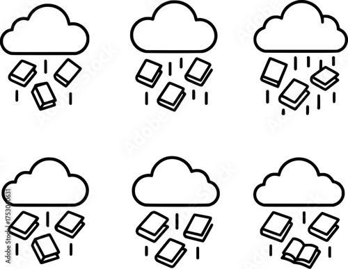 cloud raining books vector illustration