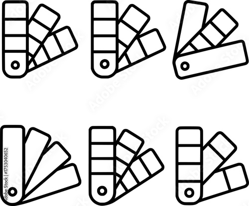 color swatches fan deck vector icon set