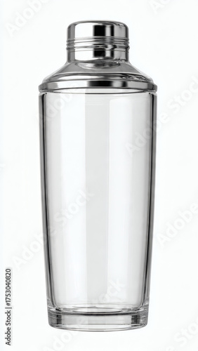 Clear Glass Cocktail Shaker With A Chrome Plated Metal Lid