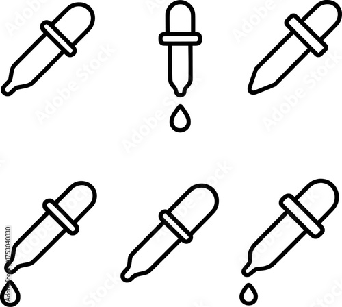 eyedropper color picker tool line art icon set