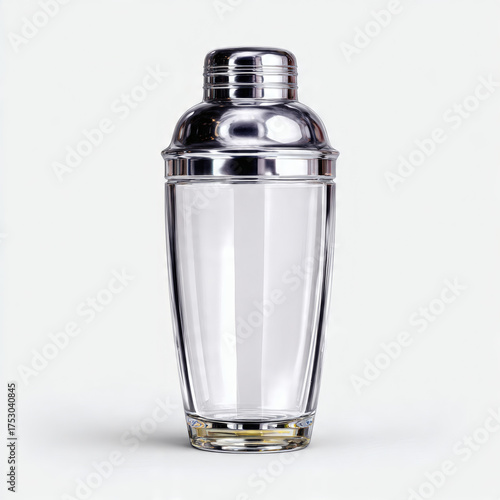 Chrome And Glass Cocktail Shaker On White Background