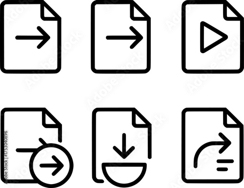 file export animation frame vector icon set