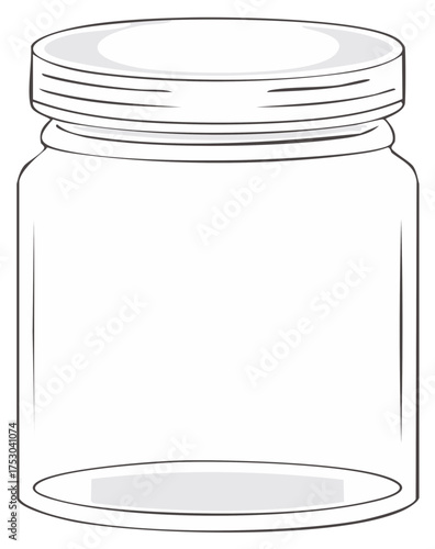 Simple Line Art Illustration of an Empty Glass Jar with Lid Ready for Home Canning
