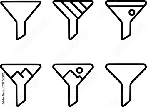 image filter preview vector icon set black line on white background