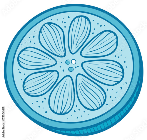 Blue Lemon Slice Illustration with Natural Texture