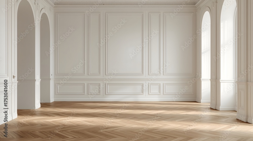 Fototapeta premium Classic Empty Room Interior with Elegant White Walls Background