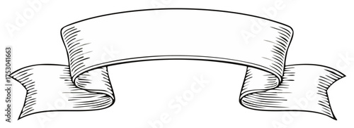 Elegant vintage hand drawn ribbon banner scroll outline design for text or decorative element