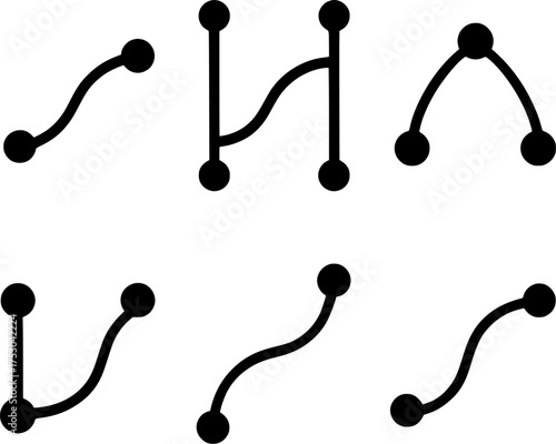 vector path joining node outline icon