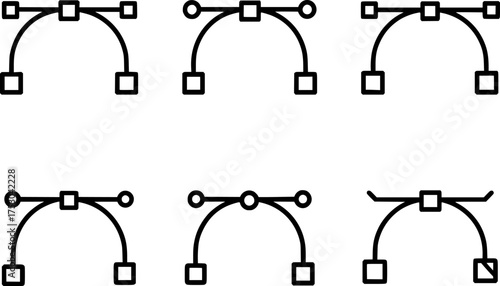vector path bezier curve handles icon set