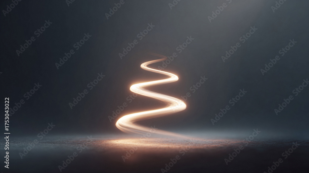 Obraz premium Abstract, glowing spiral light trail against a dark background. Evokes concepts of innovation, progress, and futuristic technology. Perfect for creative designs.