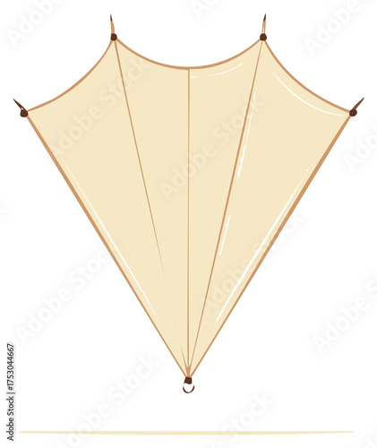 Stylized beige bat wing or primitive glider sail vector illustration
