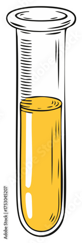 Lab test tube with yellow liquid for science research or medical analysis