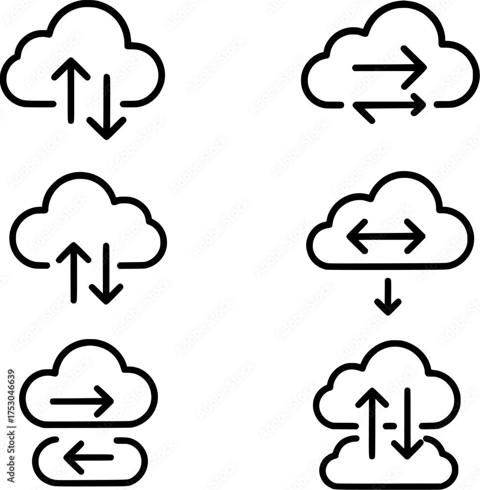 Obraz premium cloud migration data transfer icon set