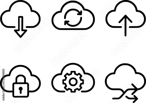 cloud storage backup management icon set