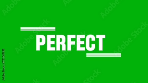 white word PERFECT in a clean sans serif font underlined on both sides available on green and black backgrounds