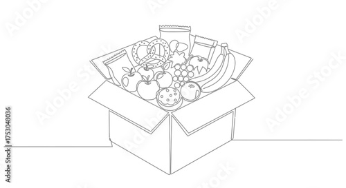 Surprise box overflowing with fresh fruits and snacks, ready for delivery.